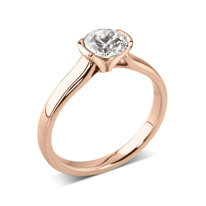 18ct Rose Gold Open Bezel Set Diamond Engagement Ring