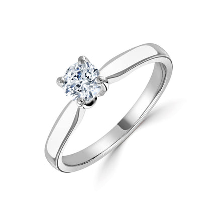 18ct White Gold Solitaire Four Claw Diamond Set Engagement  