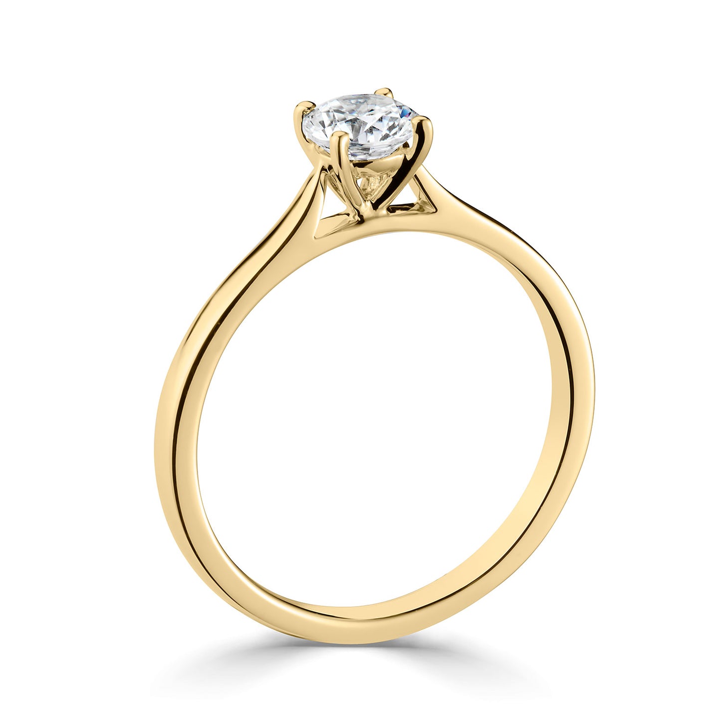 18ct Yellow Gold Solitaire Four Claw Set Diamond Engagement Ring