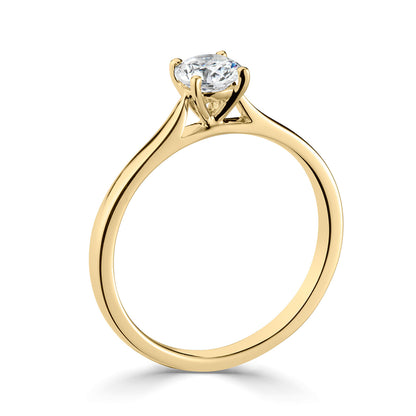 18ct Yellow Gold Solitaire Four Claw Set Diamond Engagement Ring