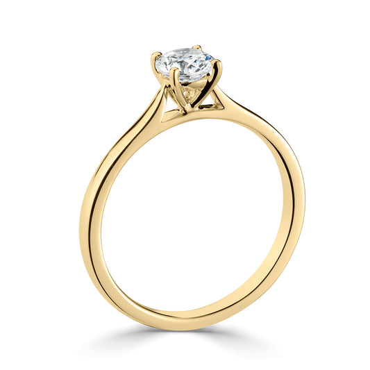 18ct Yellow Gold Solitaire Four Claw Set Diamond Engagement Ring