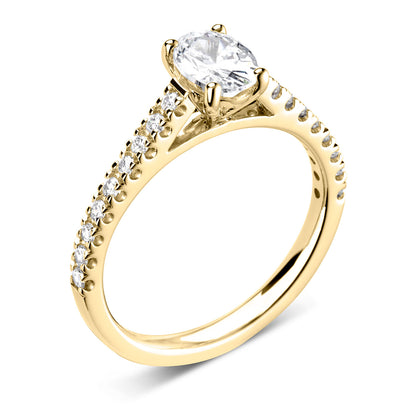 18ct Yellow Gold Oval Diamond Ring With Diamond Shoulders