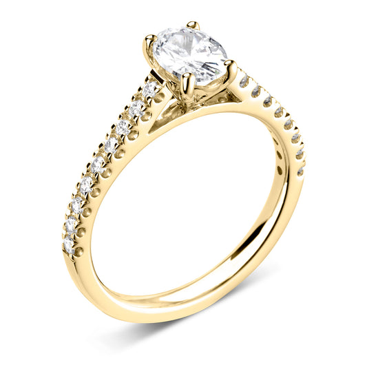 18ct Yellow Gold Oval Diamond Ring With Diamond Shoulders