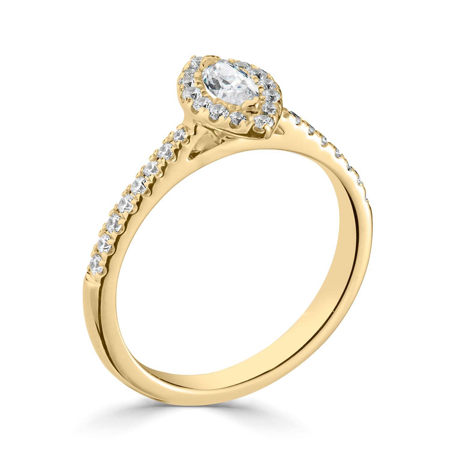 18ct Yellow Gold Marquise halo Style Diamond Ring