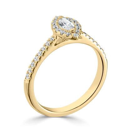 18ct Yellow Gold Marquise halo Style Diamond Ring