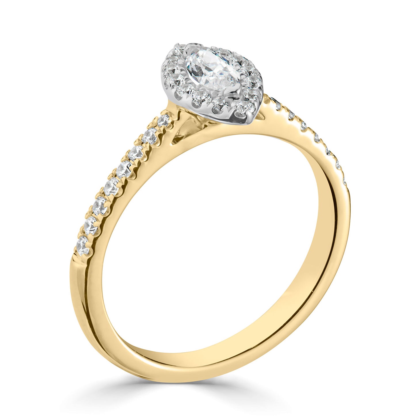 18ct Yellow Gold And Platinum Marquise halo Style Diamond Ring
