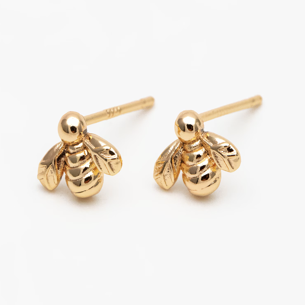 Gold Plated  Bee stud earrings in a Bottle