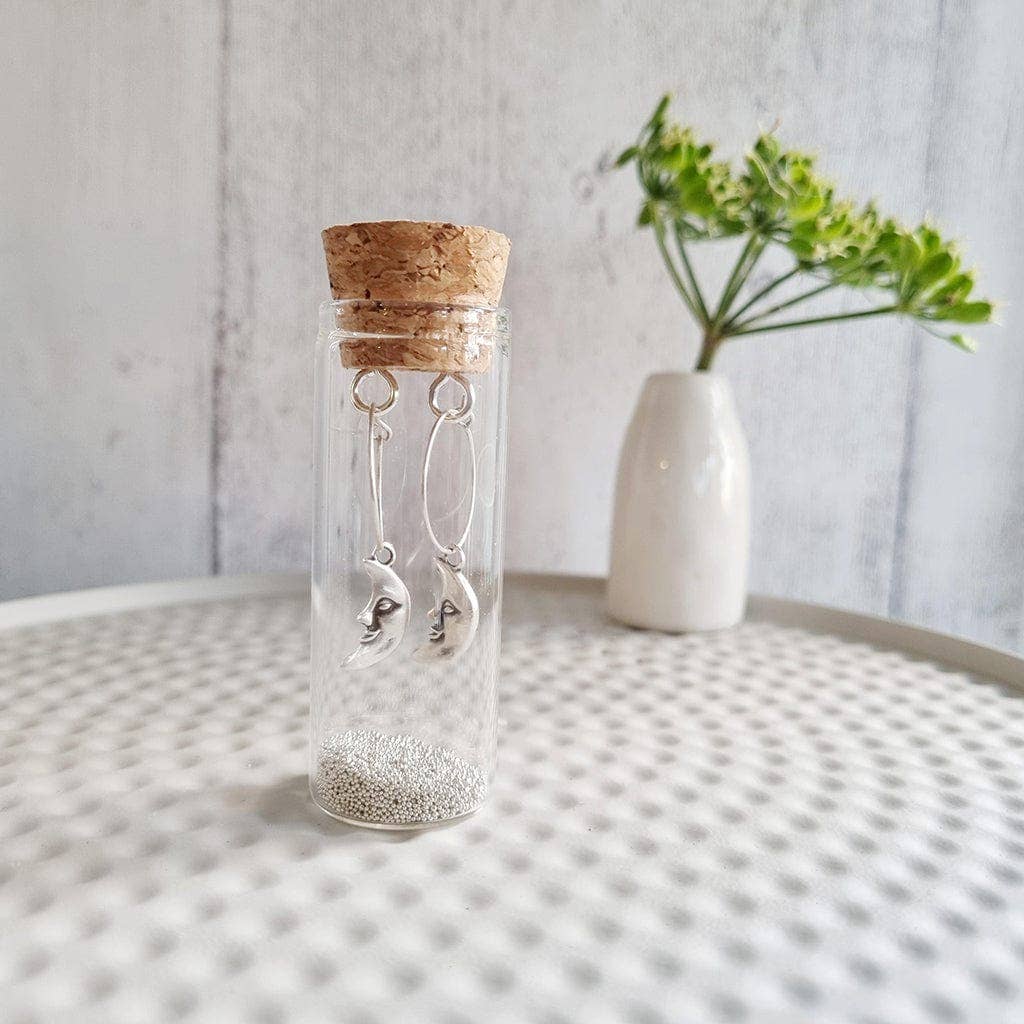 Moon Earrings in a Bottle