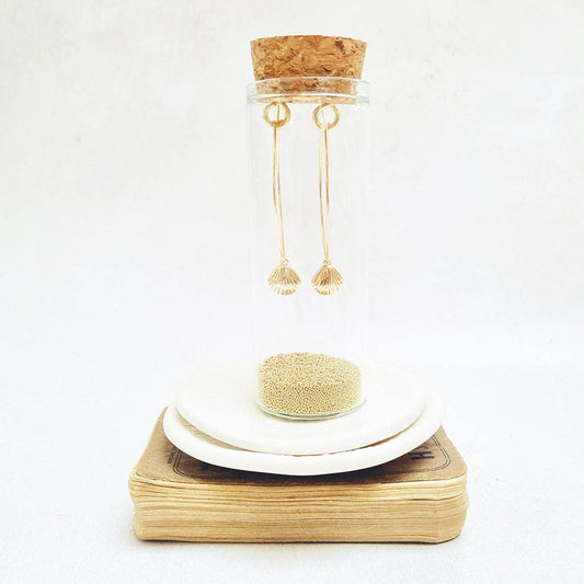 Gold Plated  Seashell Oval Hoop Earrings in a Bottle