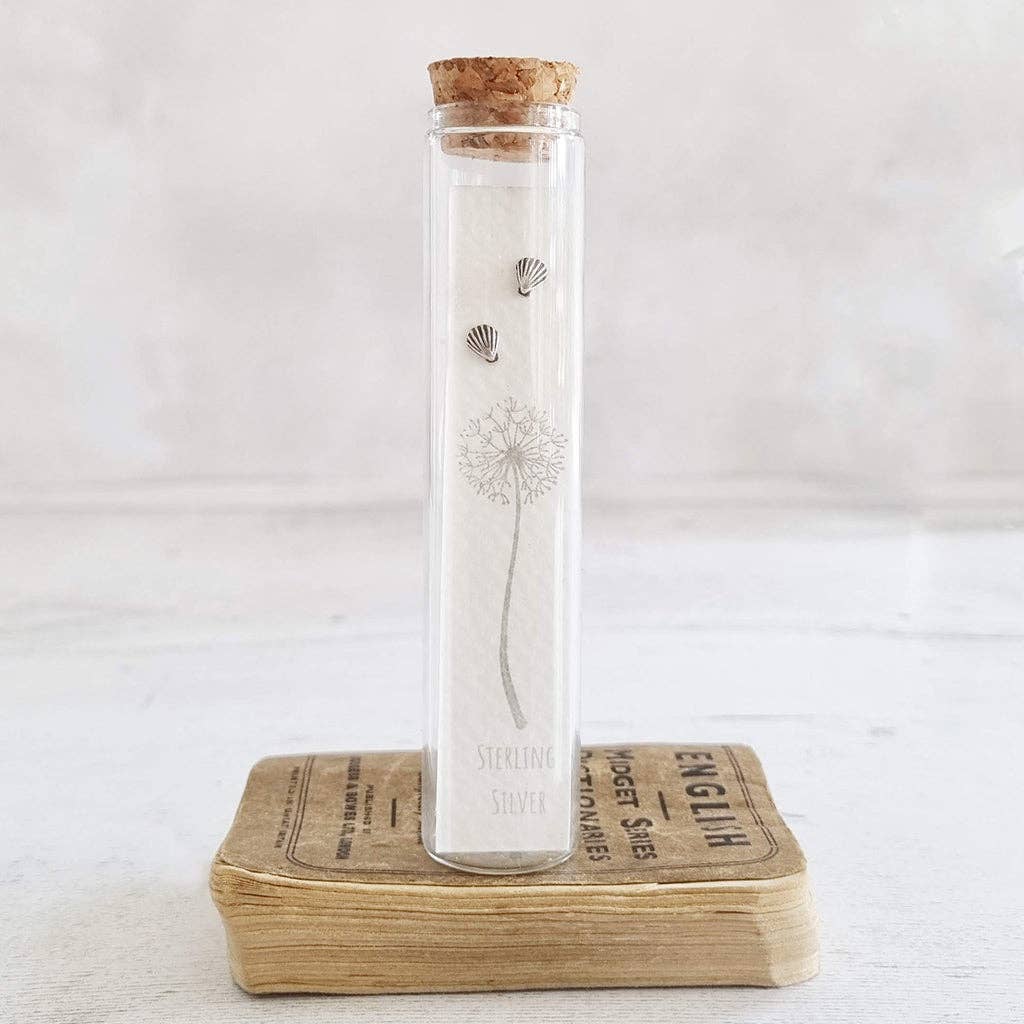 Sterling silver Shell stud earrings in a Bottle