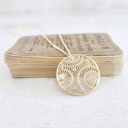 Gold Plated  Filigree and Crystal Necklace