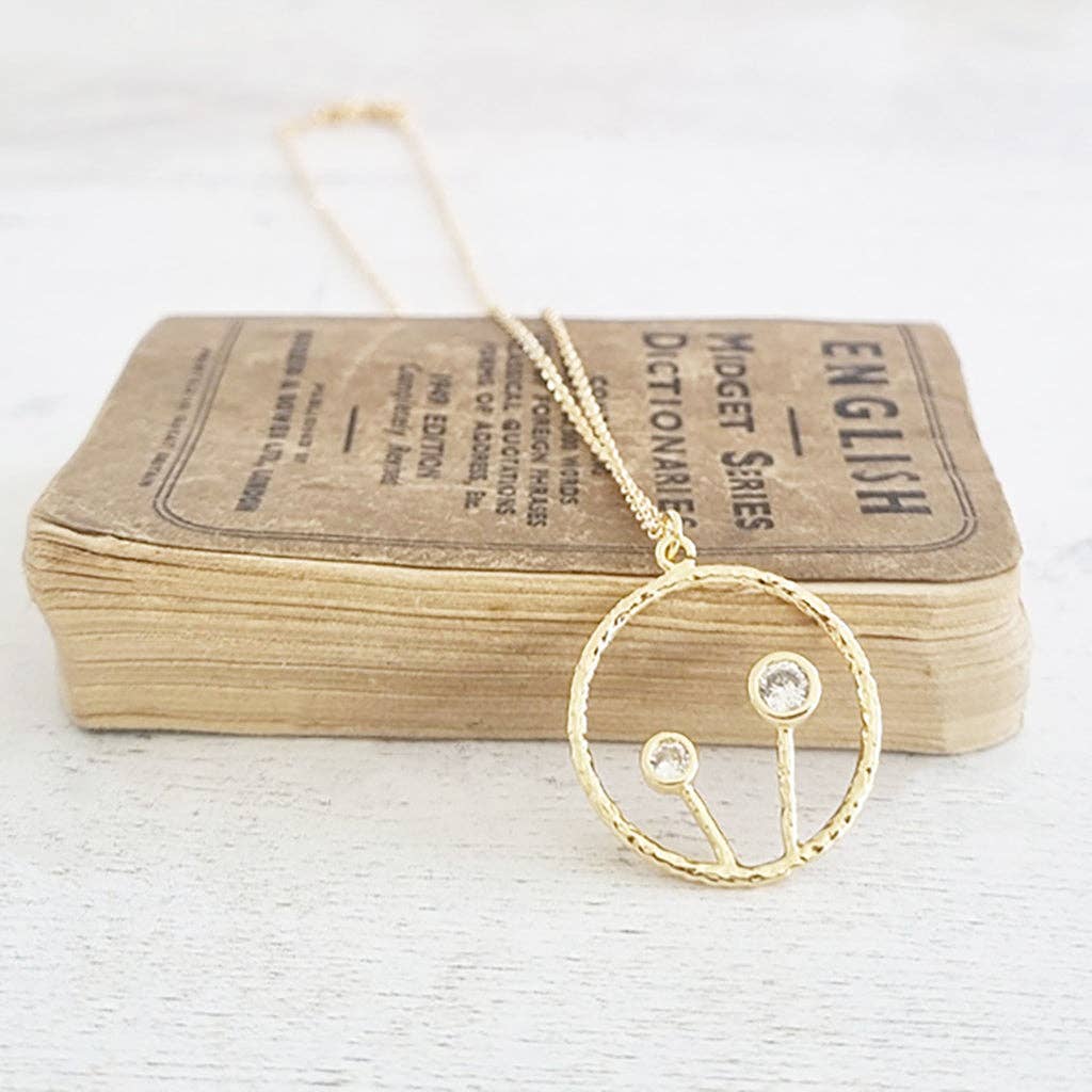 Gold Plated Little flower Crystals in a Circle Necklace