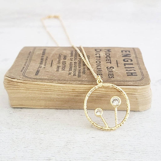 Gold Plated Little flower Crystals in a Circle Necklace