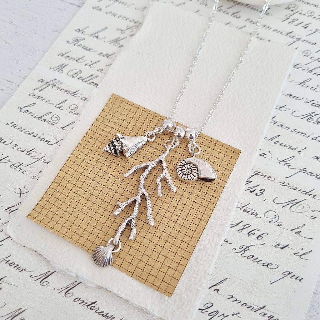 Coral and Shells Charm Necklace