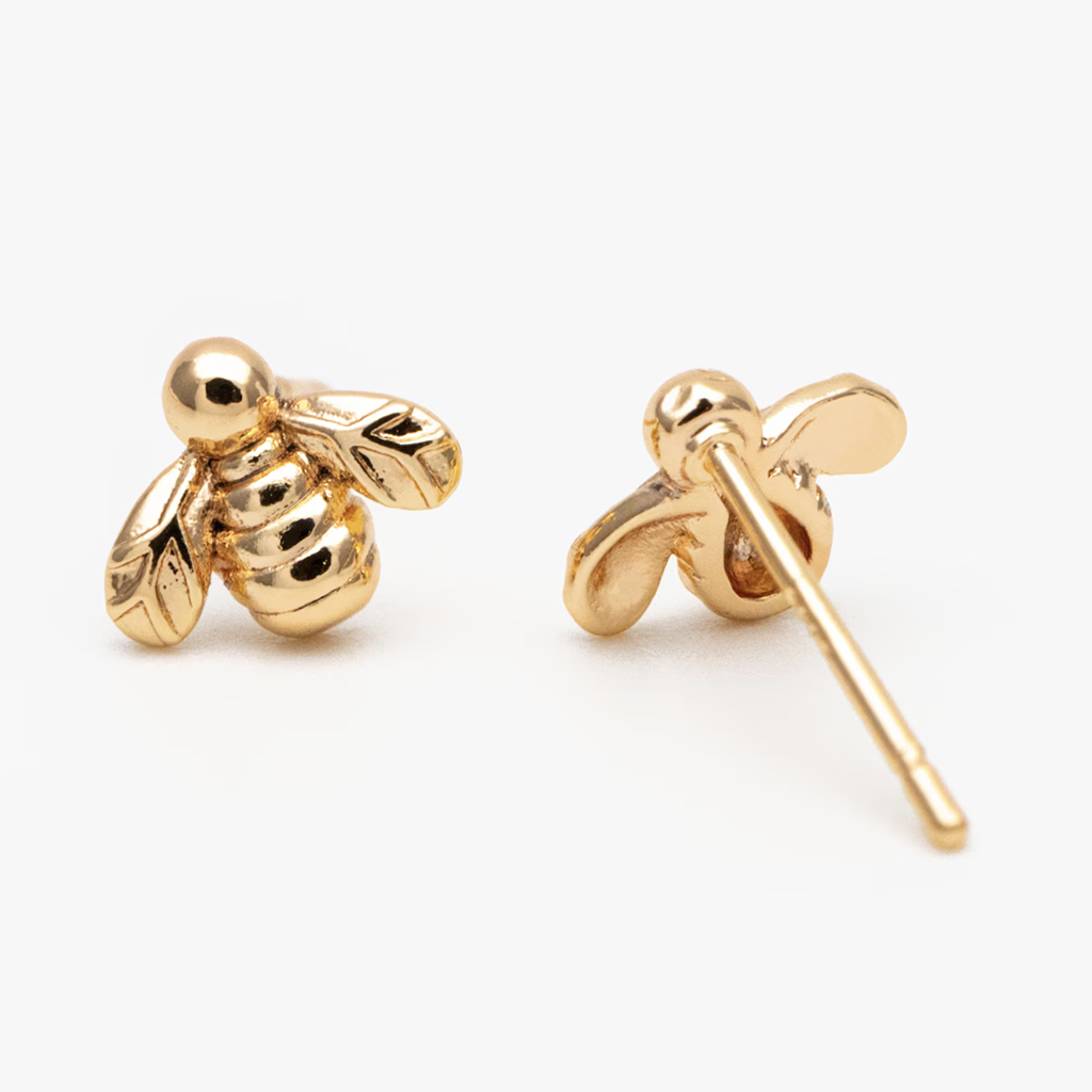 Gold Plated  Bee stud earrings in a Bottle