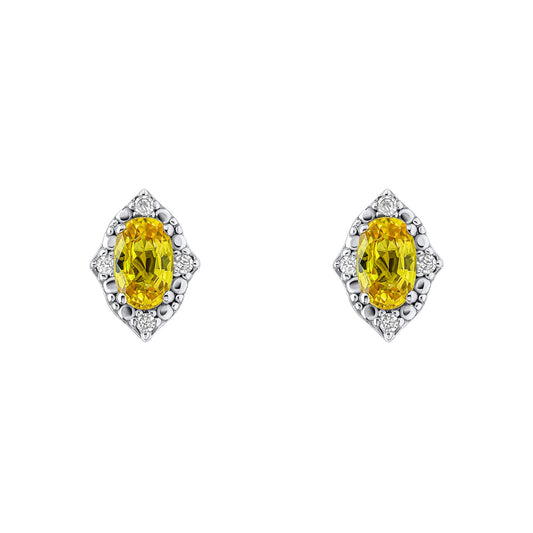 9ct White Gold Sapphire And Diamond Earrings 