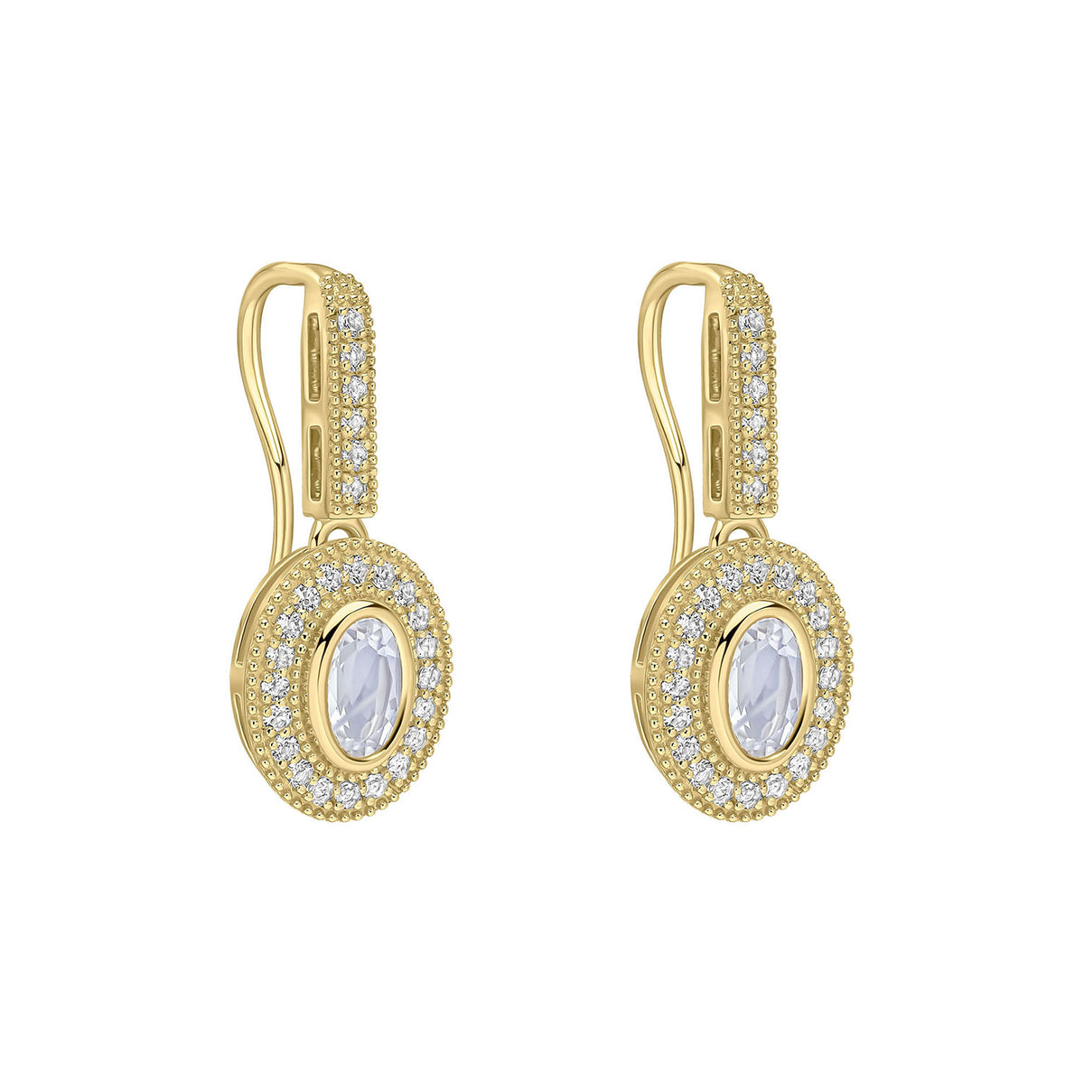 9ct Yellow Gold Oval Moonstone Earrings