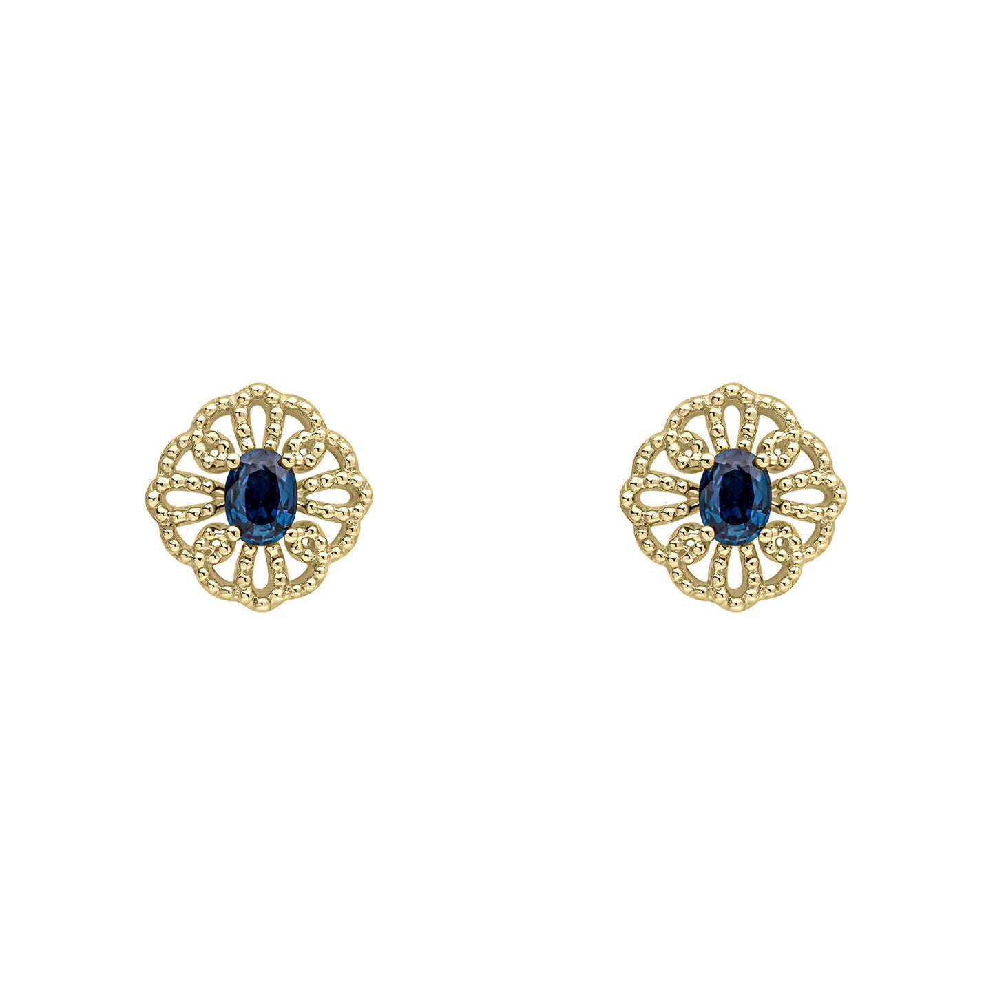 9ct Yellow Gold Blue Sapphire Set Earrings
