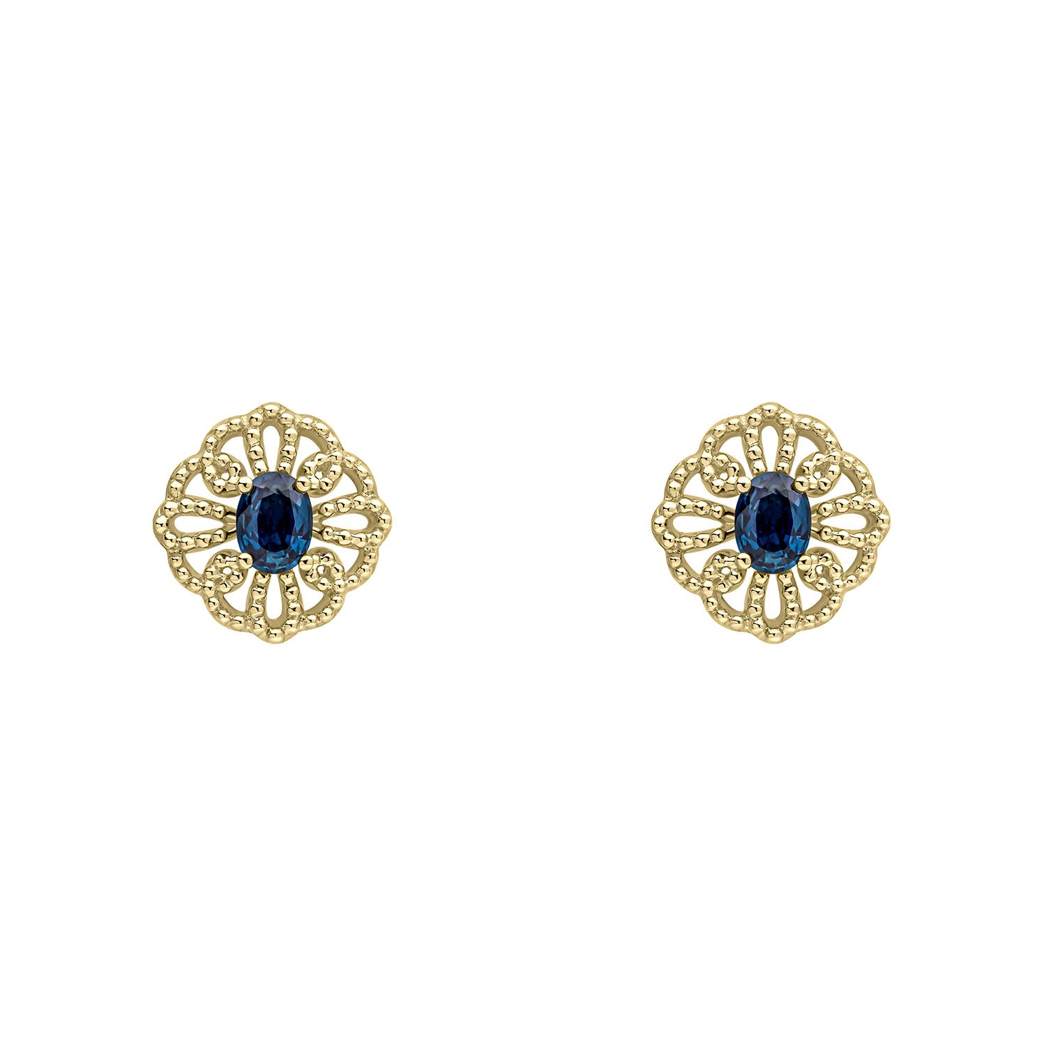 9ct Yellow Gold Blue Sapphire Set Earrings