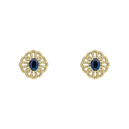 9ct Yellow Gold Blue Sapphire Set Earrings