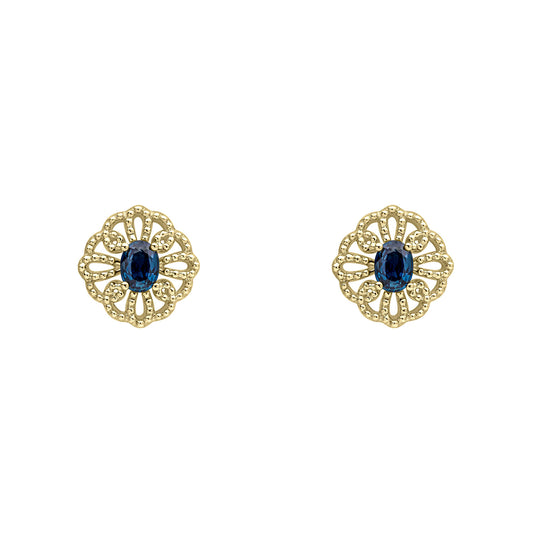9ct Yellow Gold Blue Sapphire Set Earrings