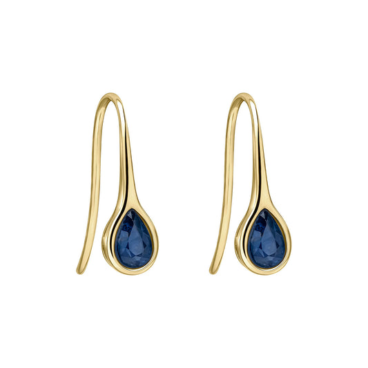 9ct Yellow Gold Blue Sapphire Earrings