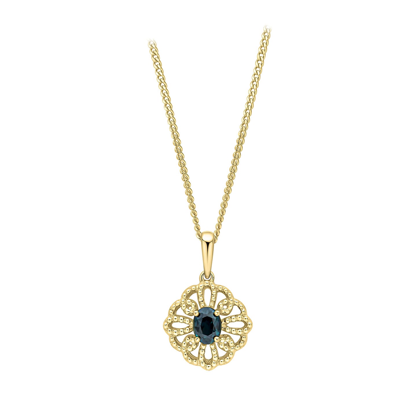 9ct Yellow Gold Blue Sapphire Set Pendant