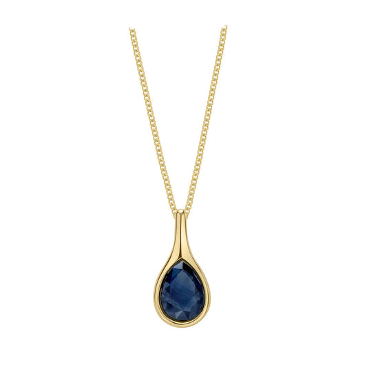 9ct Yellow Gold Blue Sapphire Pendant