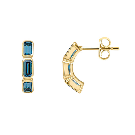 9ct Yellow Gold Blue Topaz Set Earrings