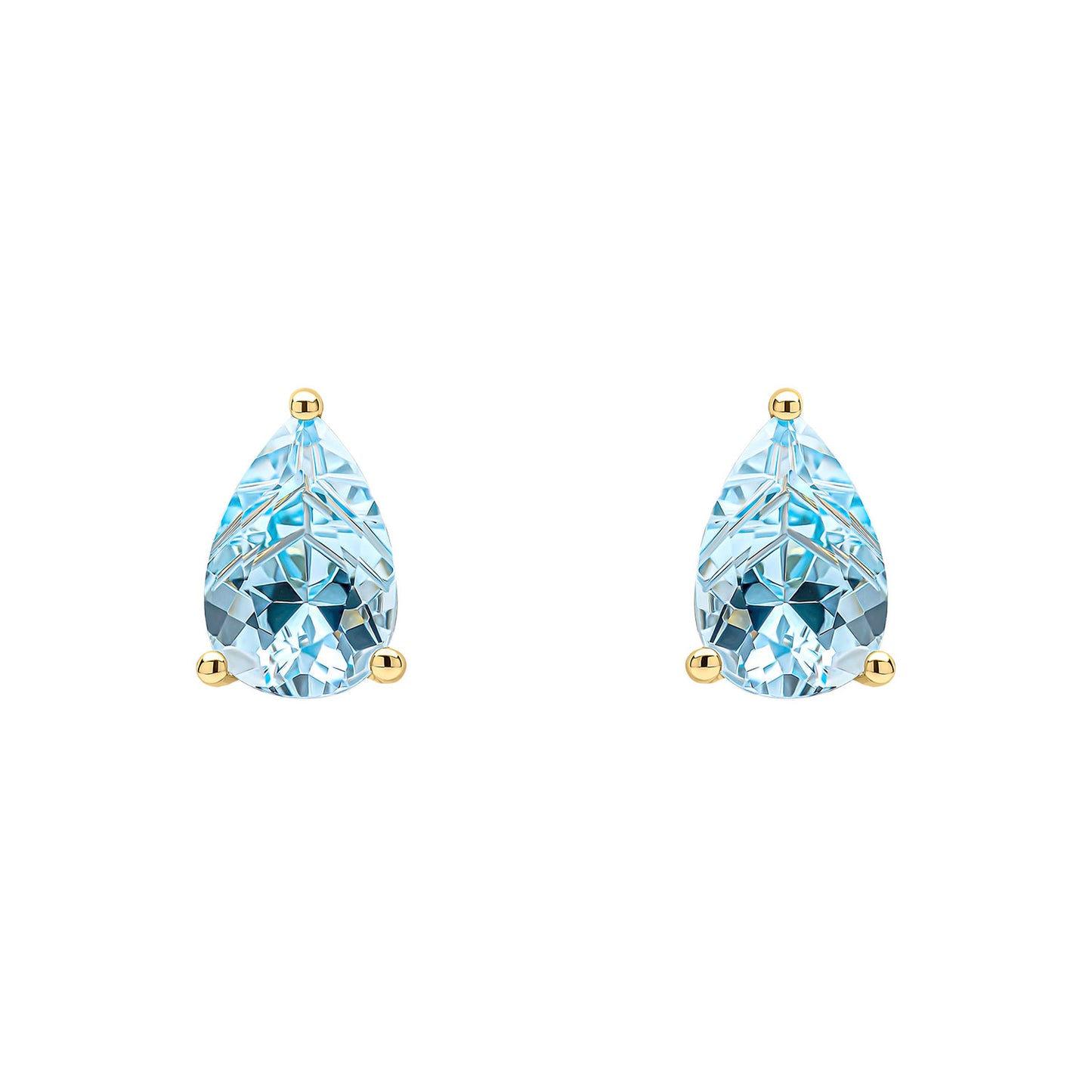 9ct Yellow Gold Pear Shape Blue Topaz Earrings 