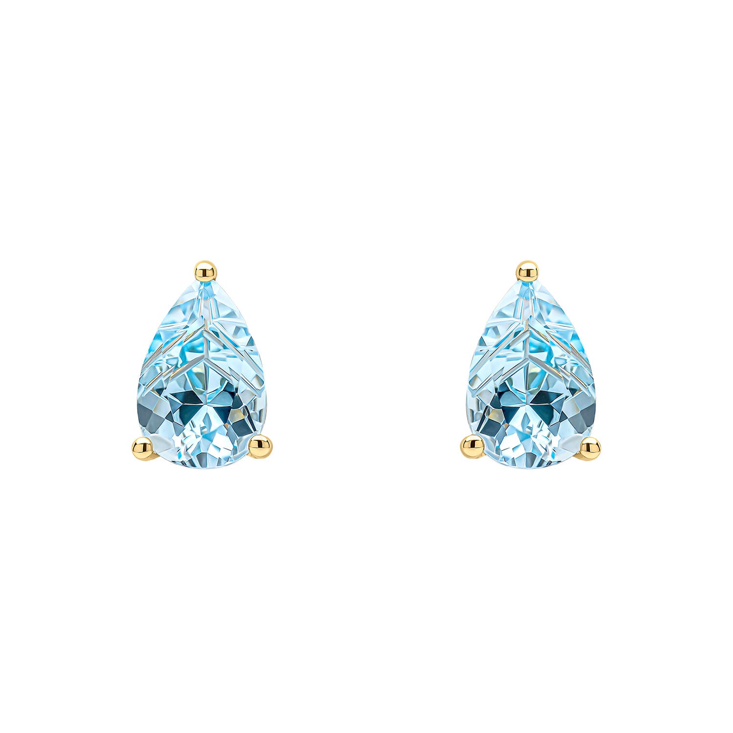 9ct Yellow Gold Pear Shape Blue Topaz Earrings 