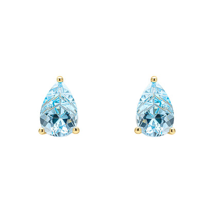 9ct Yellow Gold Pear Shape Blue Topaz Earrings 