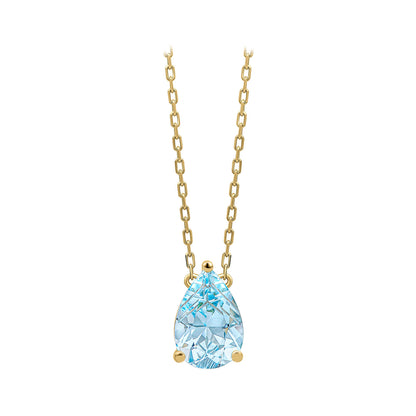 9ct Yellow Gold Blue Topaz Set Fixed Necklace
