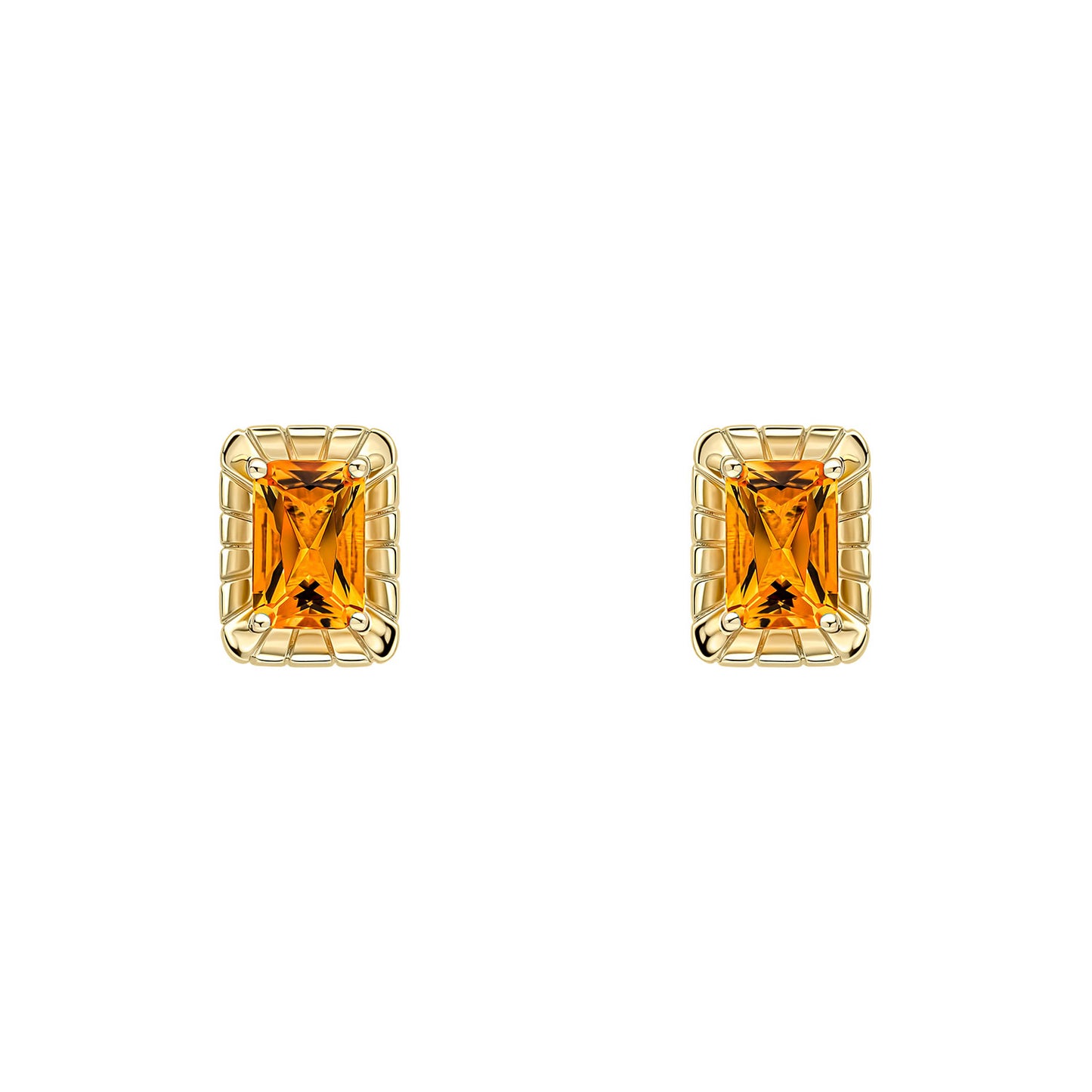 9ct Yellow Gold Citrine Set Rectangular Stud Earrings