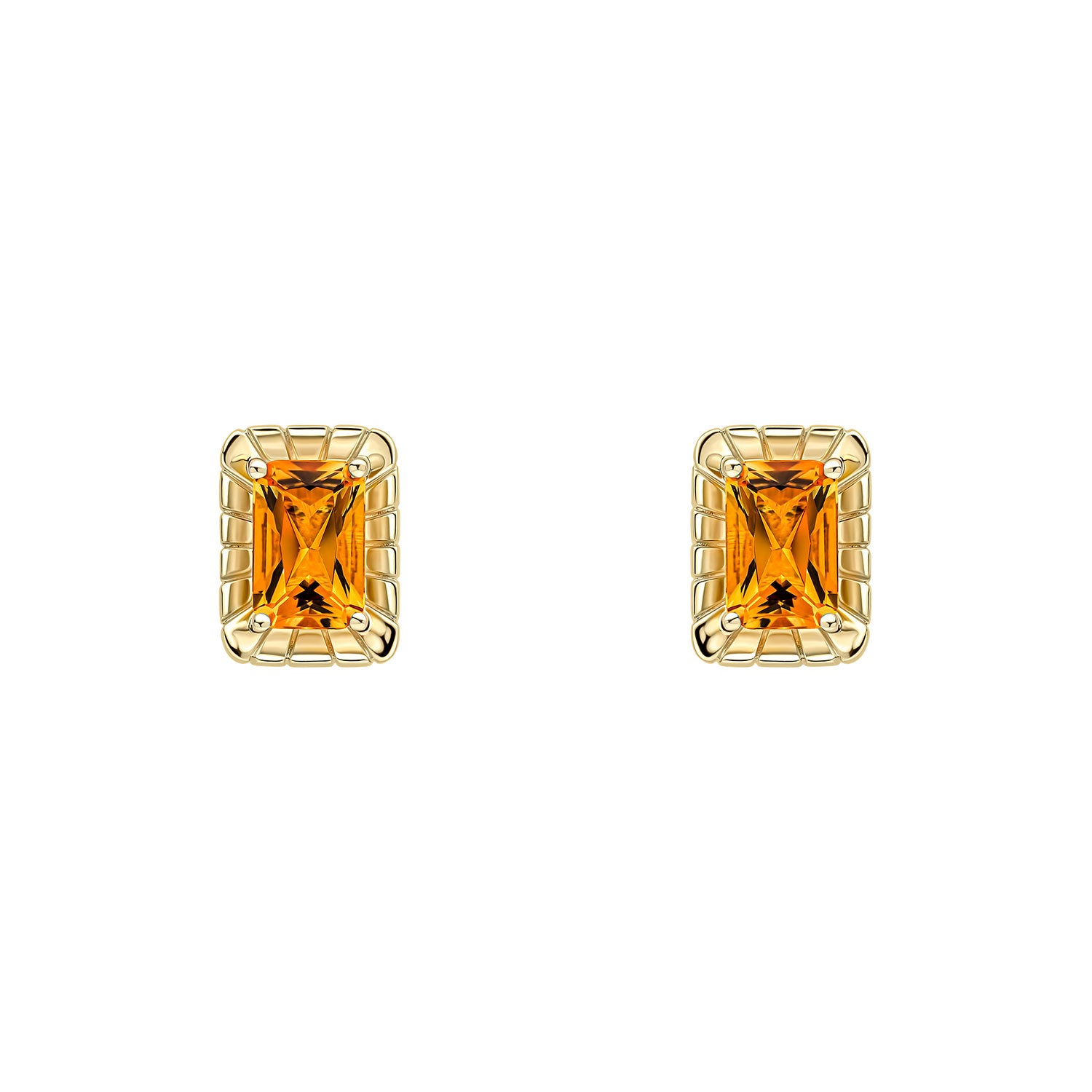 9ct Yellow Gold Citrine Set Rectangular Stud Earrings