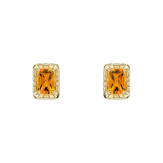 9ct Yellow Gold Citrine Set Rectangular Stud Earrings