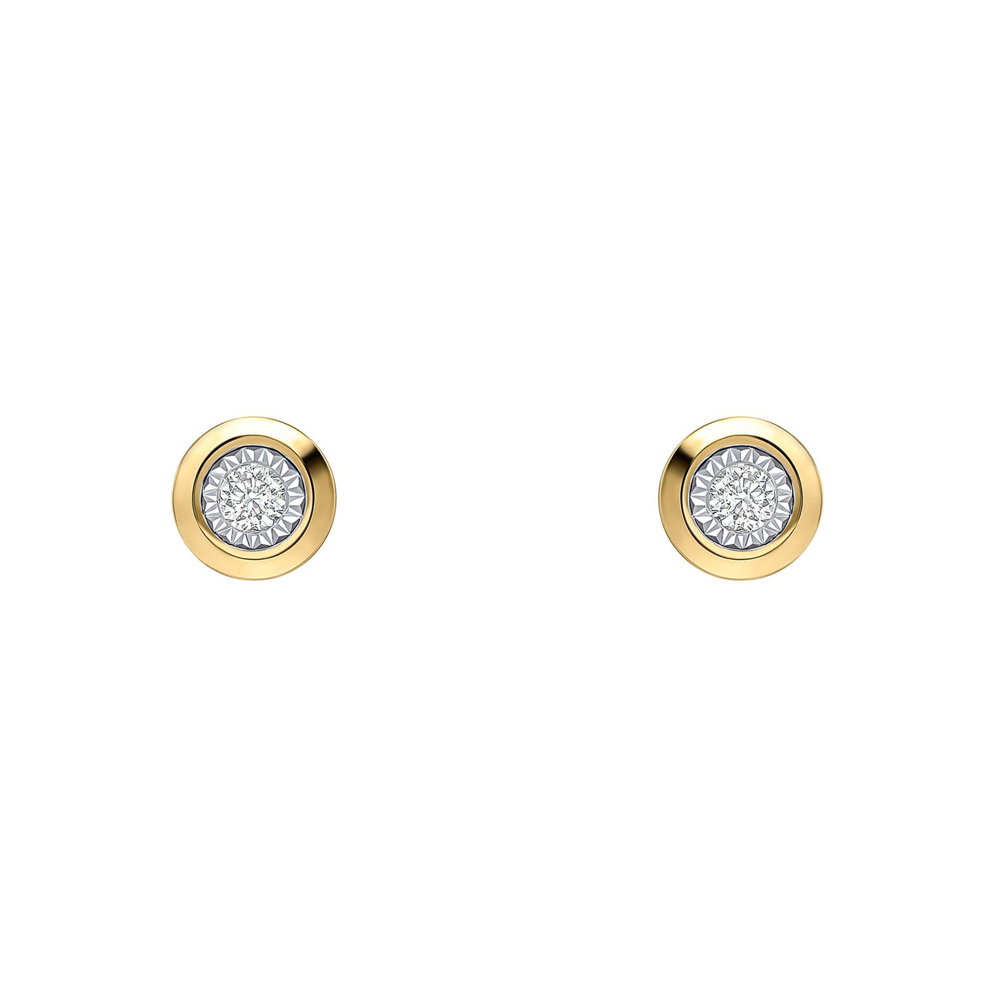 9ct Yellow Gold Pave Set Diamond Set Earrings