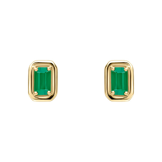 9ct Yellow Gold Baguette Emerald Set Earrings