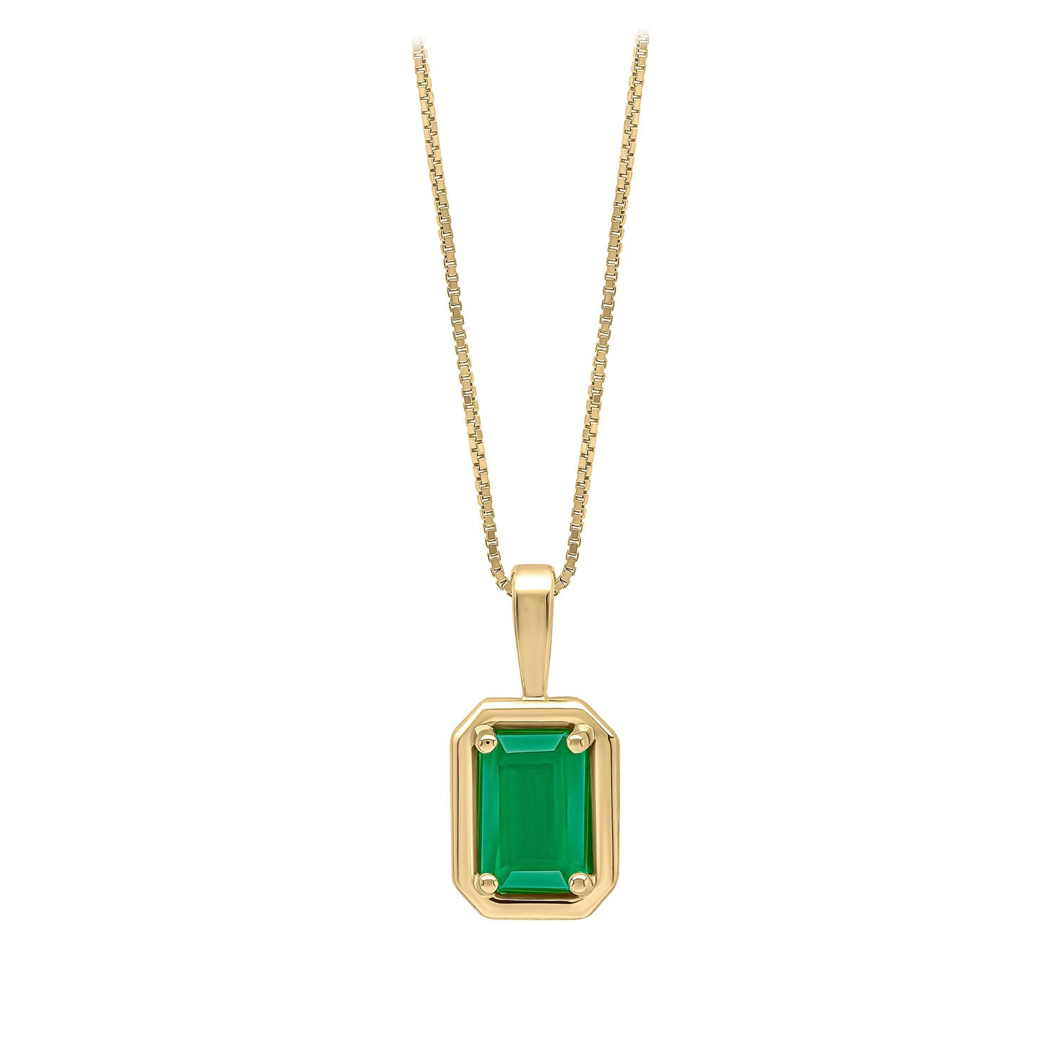 9ct Yellow Gold Baguette Emerald Set Pendant
