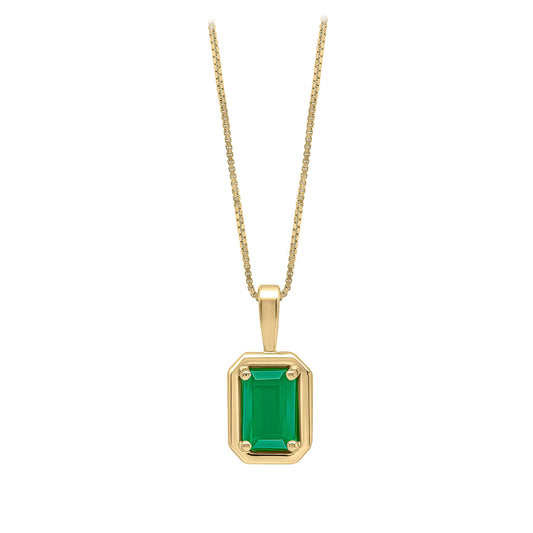 9ct Yellow Gold Baguette Emerald Set Pendant