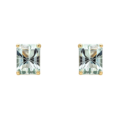 9ct Yellow Gold Green Amethyst Set Earrings