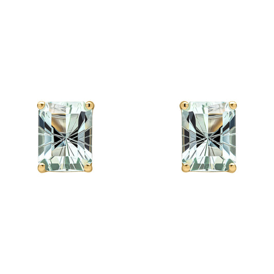 9ct Yellow Gold Green Amethyst Set Earrings