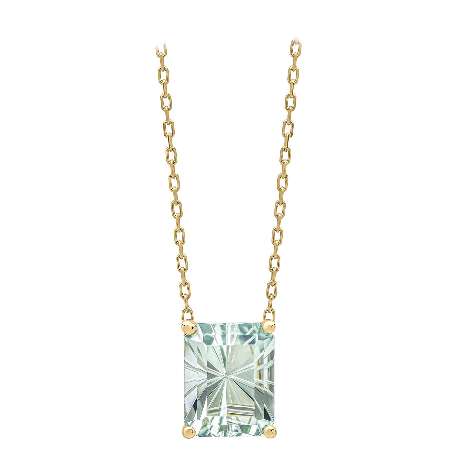 9ct Yellow Gold Green Amethyst Set Necklace