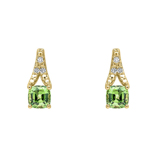 9ct Yellow Gold Green Sapphire And Diamond Set Earrings
