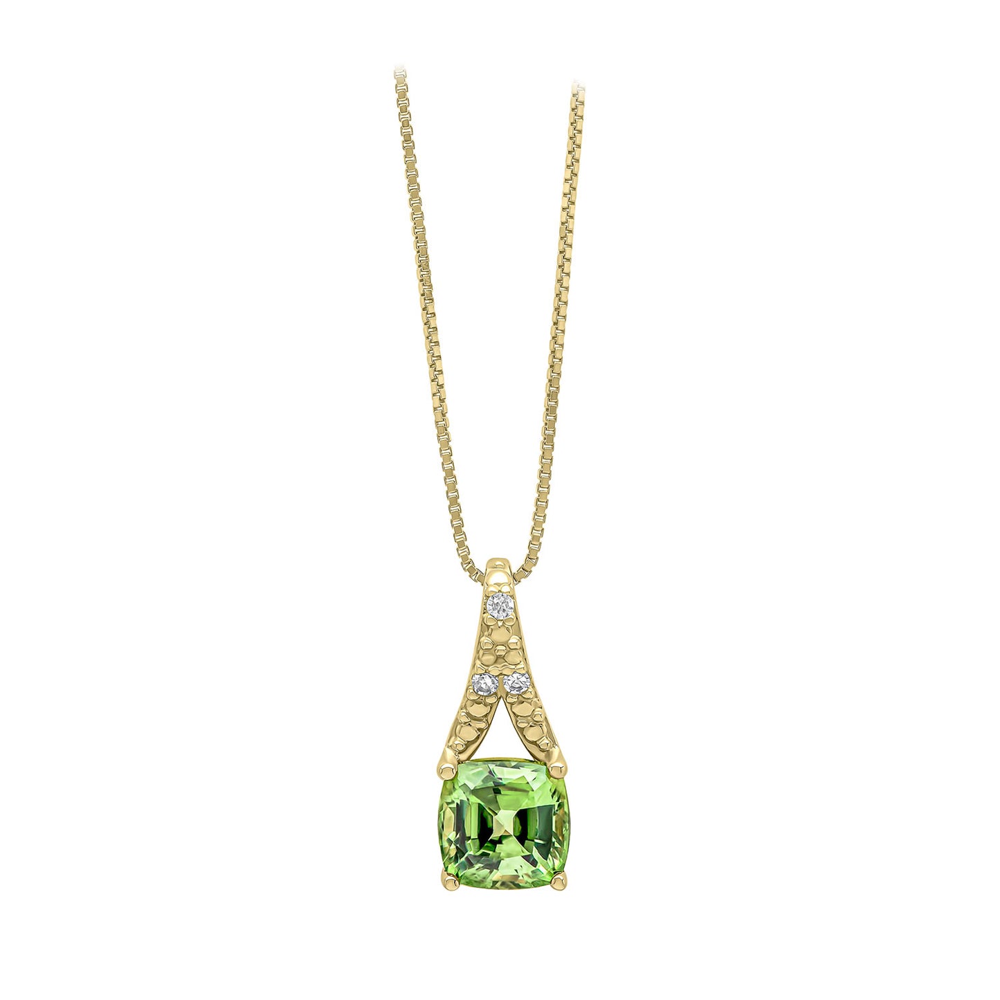 9ct Yellow Gold Green Sapphire And Diamond Set Pendant