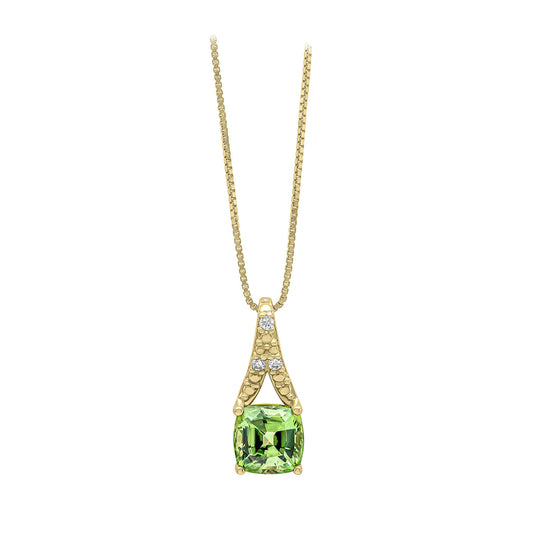 9ct Yellow Gold Green Sapphire And Diamond Set Pendant