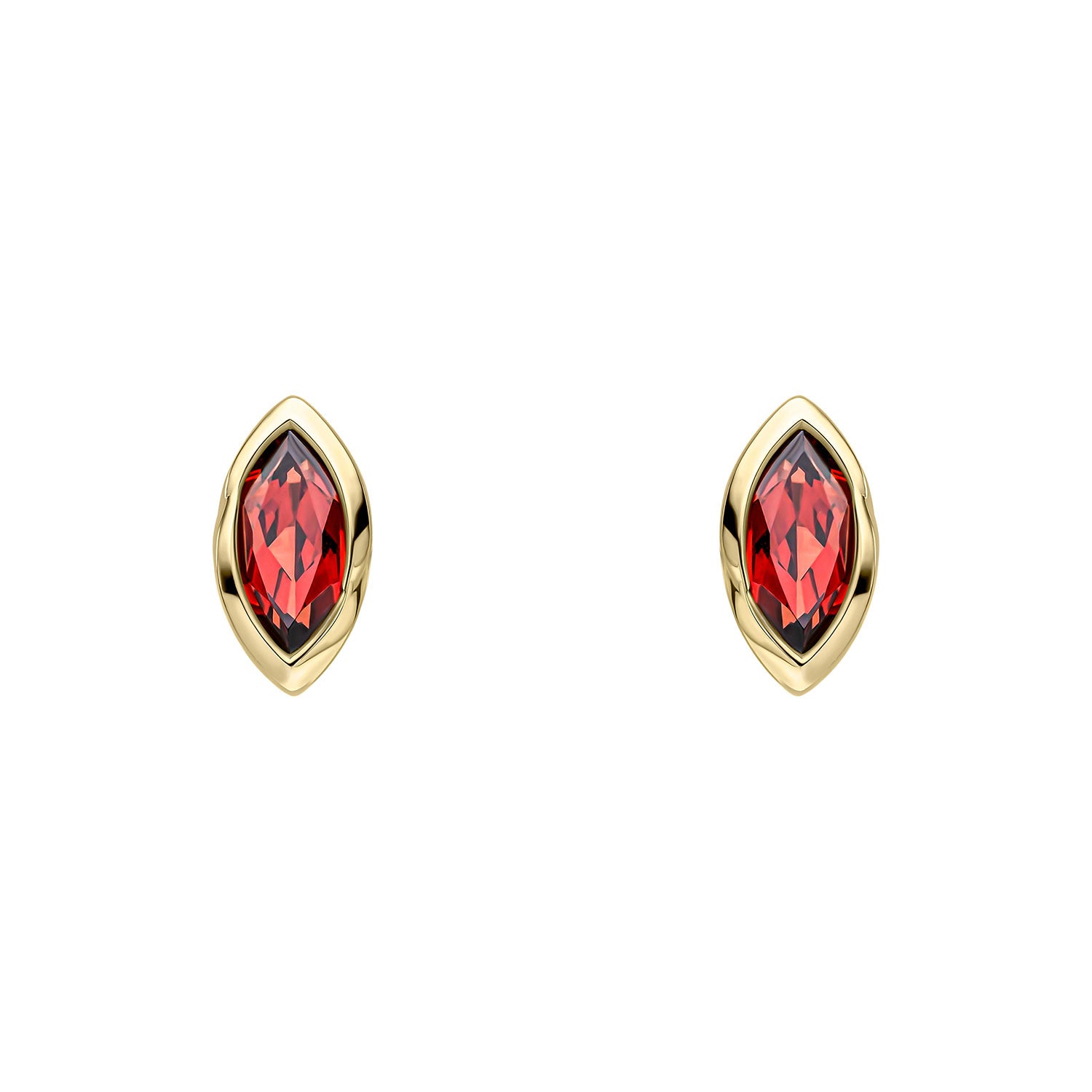 9ct Yellow Gold Marquise Garnet Set Stud Earrings