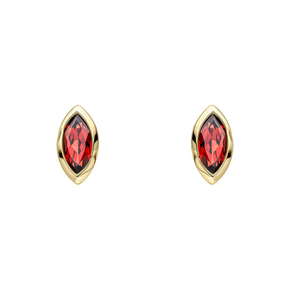 9ct Yellow Gold Marquise Garnet Set Stud Earrings