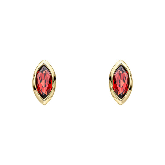 9ct Yellow Gold Marquise Garnet Set Stud Earrings
