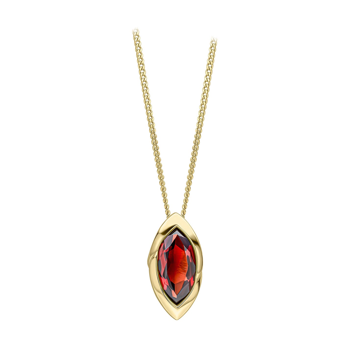 9ct Yellow Gold Marquise Garnet Set Pendant